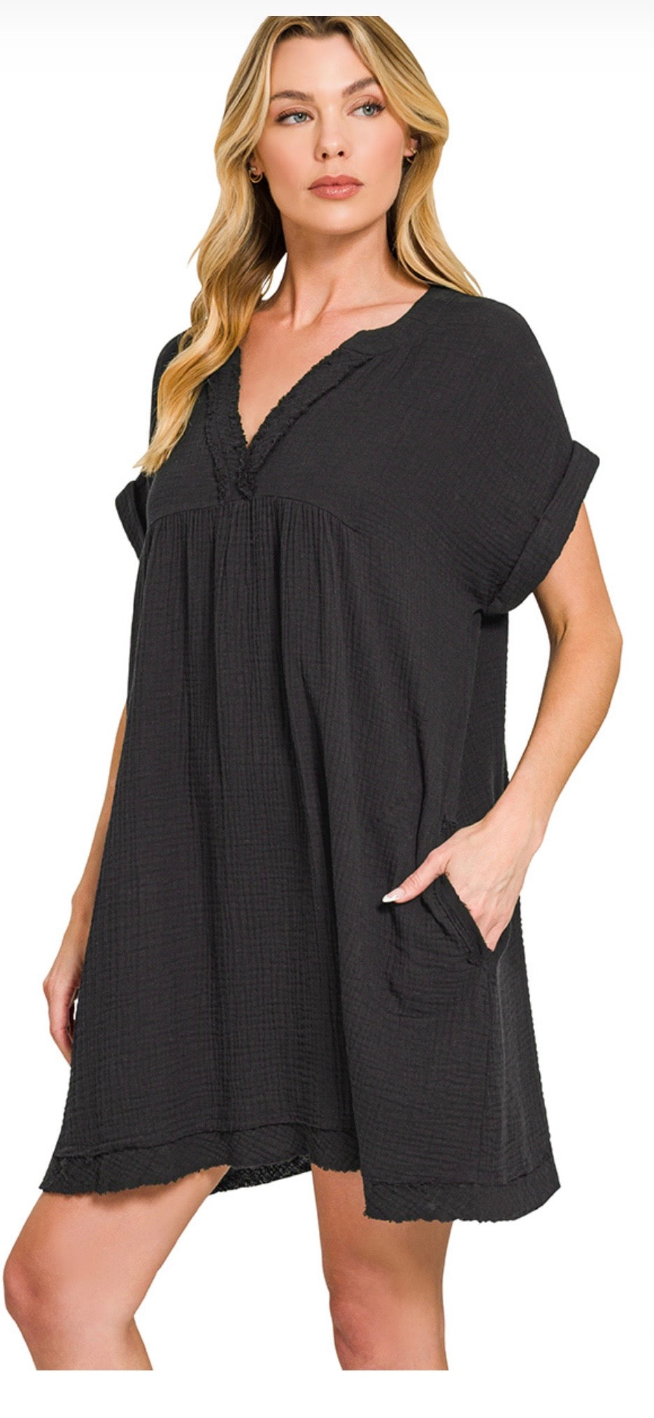 Black Raw edge Dress