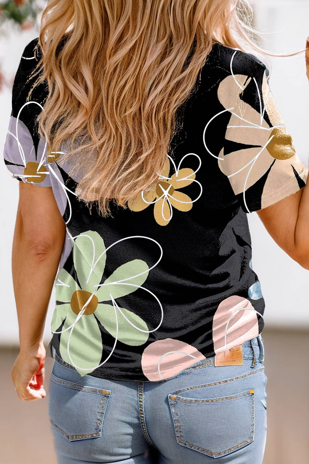 Aapparella - Women Casual Big Flower Print Round Neck T Shirt | S-XL