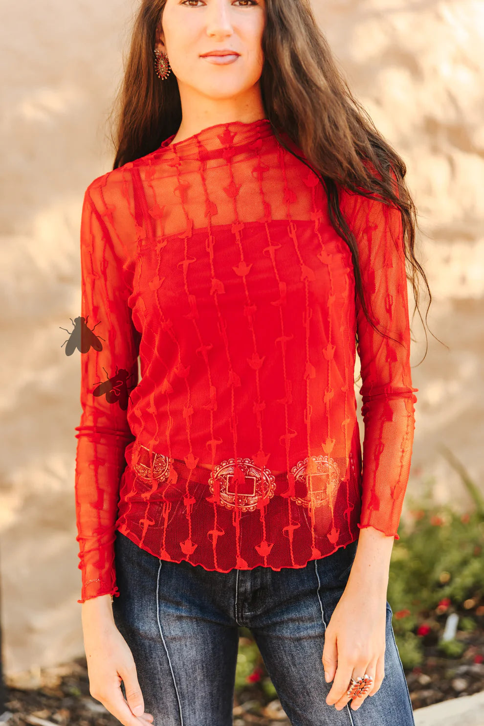 Lariat Lace Top Red