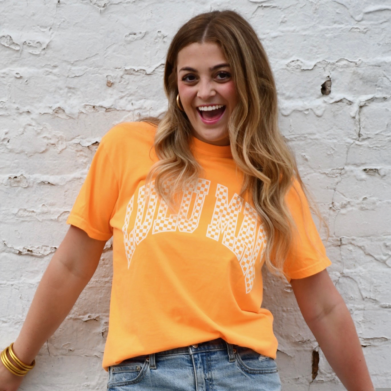 Girlie Girl Originals - LM-CHK-1000 Checkered Adult Bright Orange Comfort Colors Tee