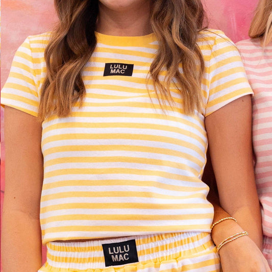 Girlie Girl Originals - LM-STRIPE BABY DOLL TOP SS-YELLOW