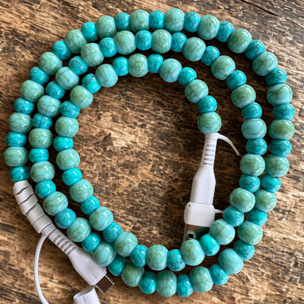 The Onion Patch - Turquoise Beaded 4-IN-1 Charging Cable