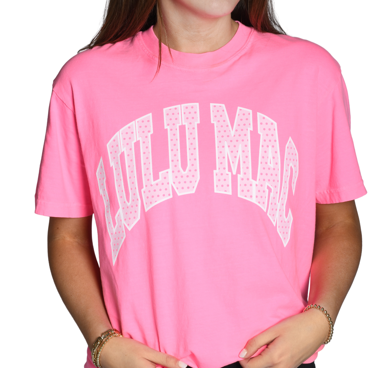 Girlie Girl Originals - LM-PD-1001 Polka Dot Adult Neon Pink Comfort Colors Tee