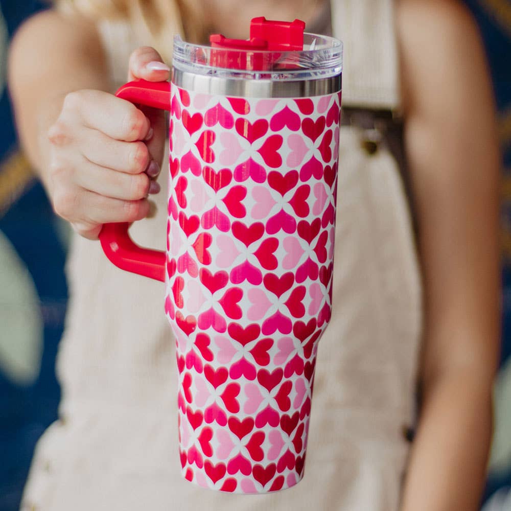 Katydid - Multicolored Hearts Valentine's Day Tumbler Cup: Multicolored