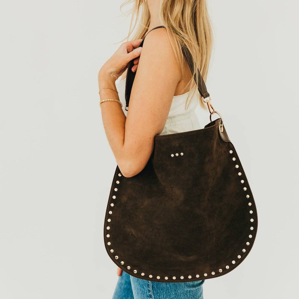 Pretty Simple - Rosalie Rivet Suede Hobo Bag