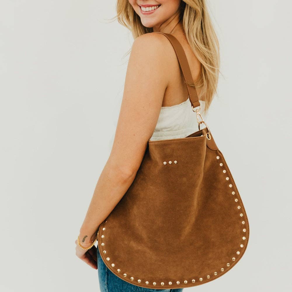 Pretty Simple - Rosalie Rivet Suede Hobo Bag