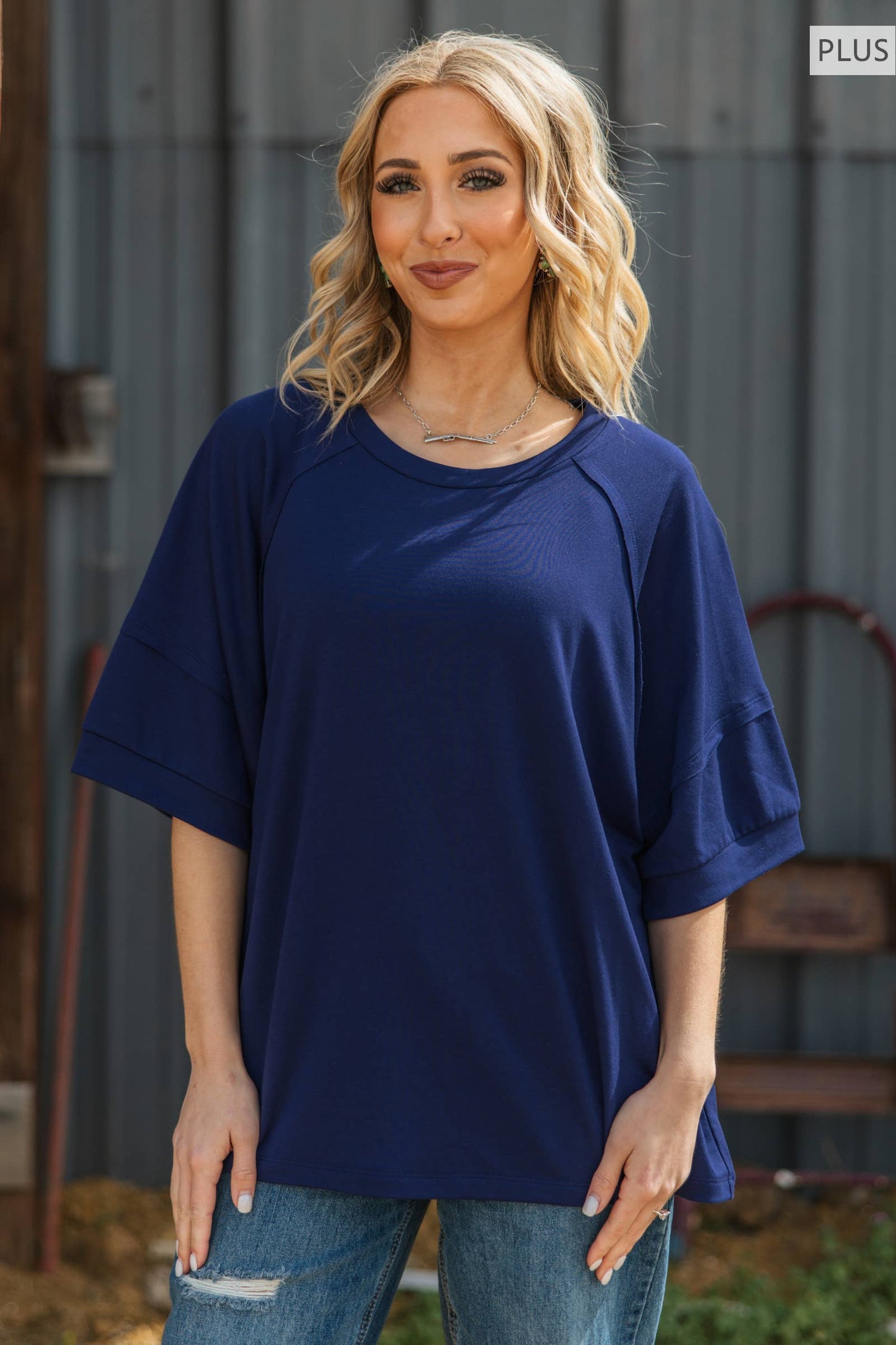 Andrée by Unit - PLUS SIZE Oversized Relaxed Fit Terry Top