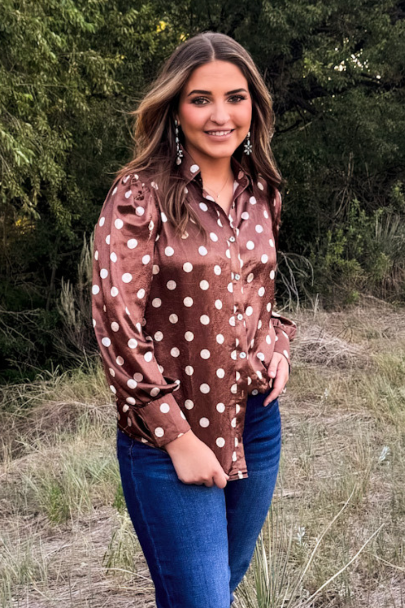 Sterling Kreek - Mocha Dot Button Up
