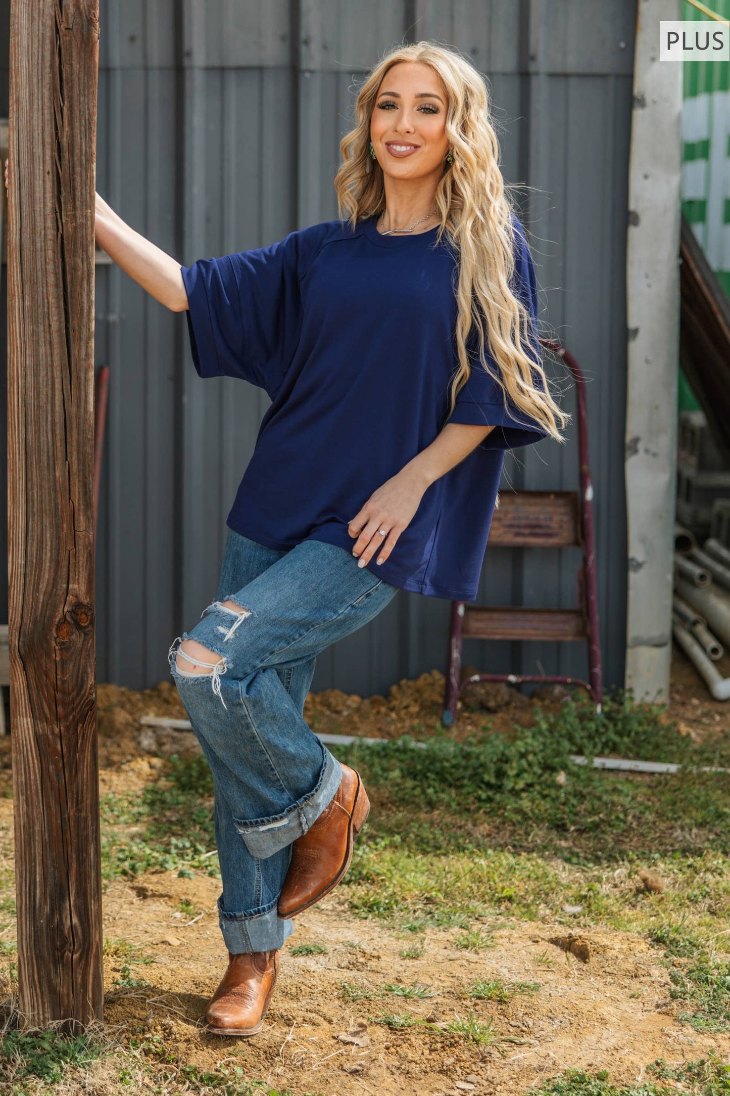 Andrée by Unit - PLUS SIZE Oversized Relaxed Fit Terry Top