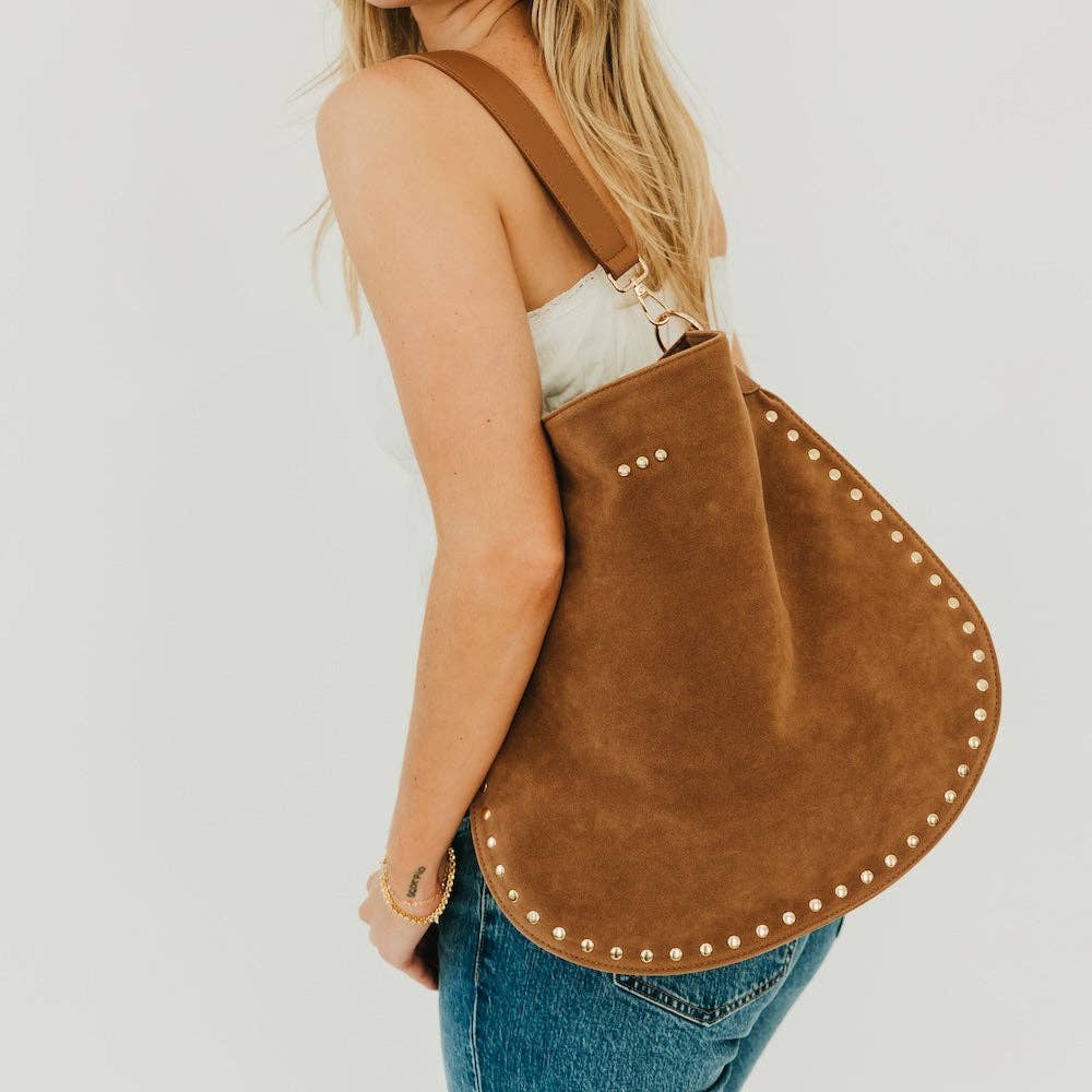 Pretty Simple - Rosalie Rivet Suede Hobo Bag