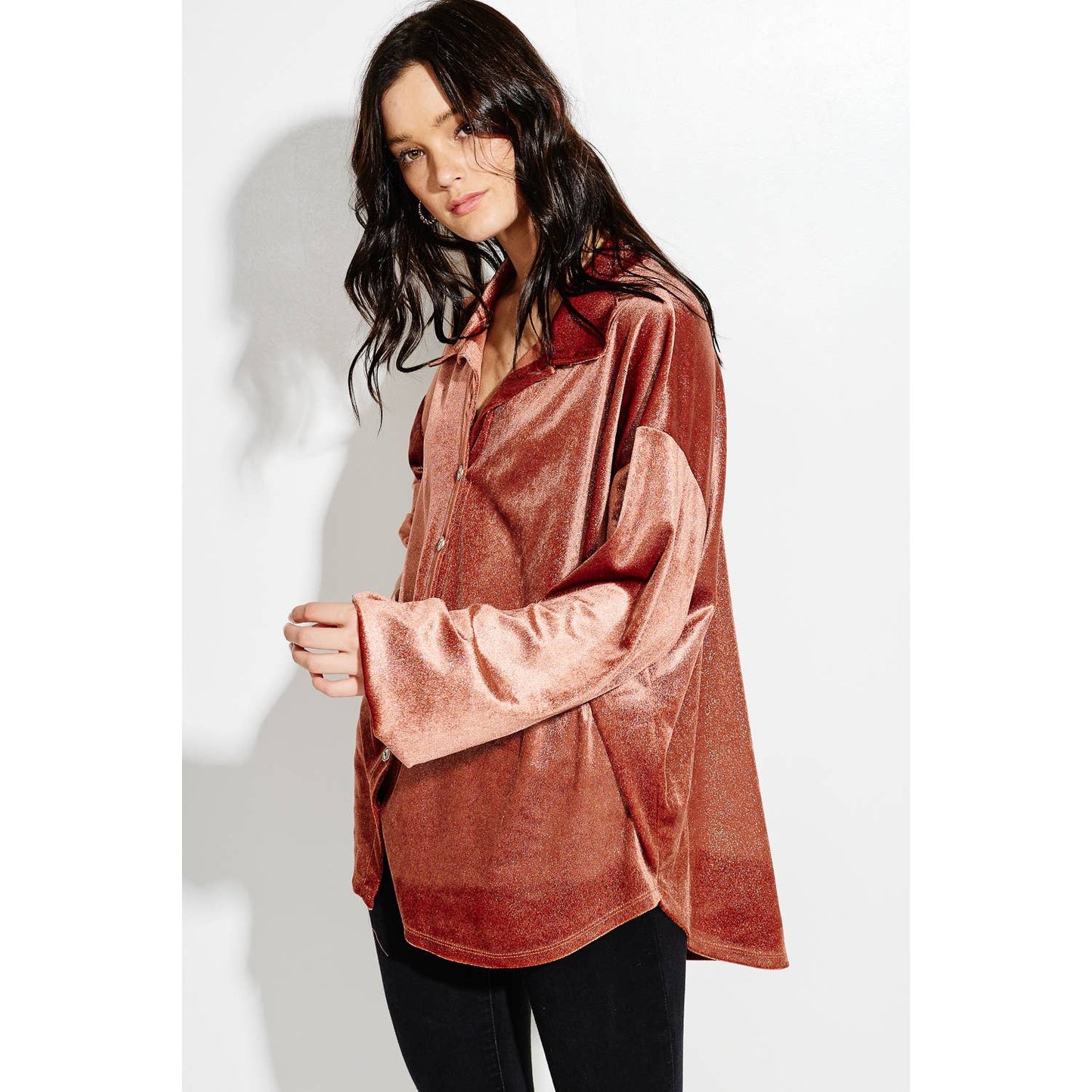 Phil Love - Velvet Button up Bishop sleeve Shirt Jacket coat
