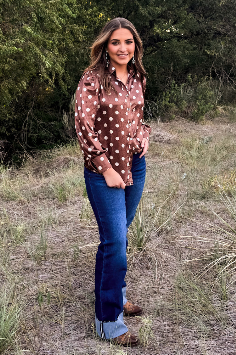 Sterling Kreek - Mocha Dot Button Up