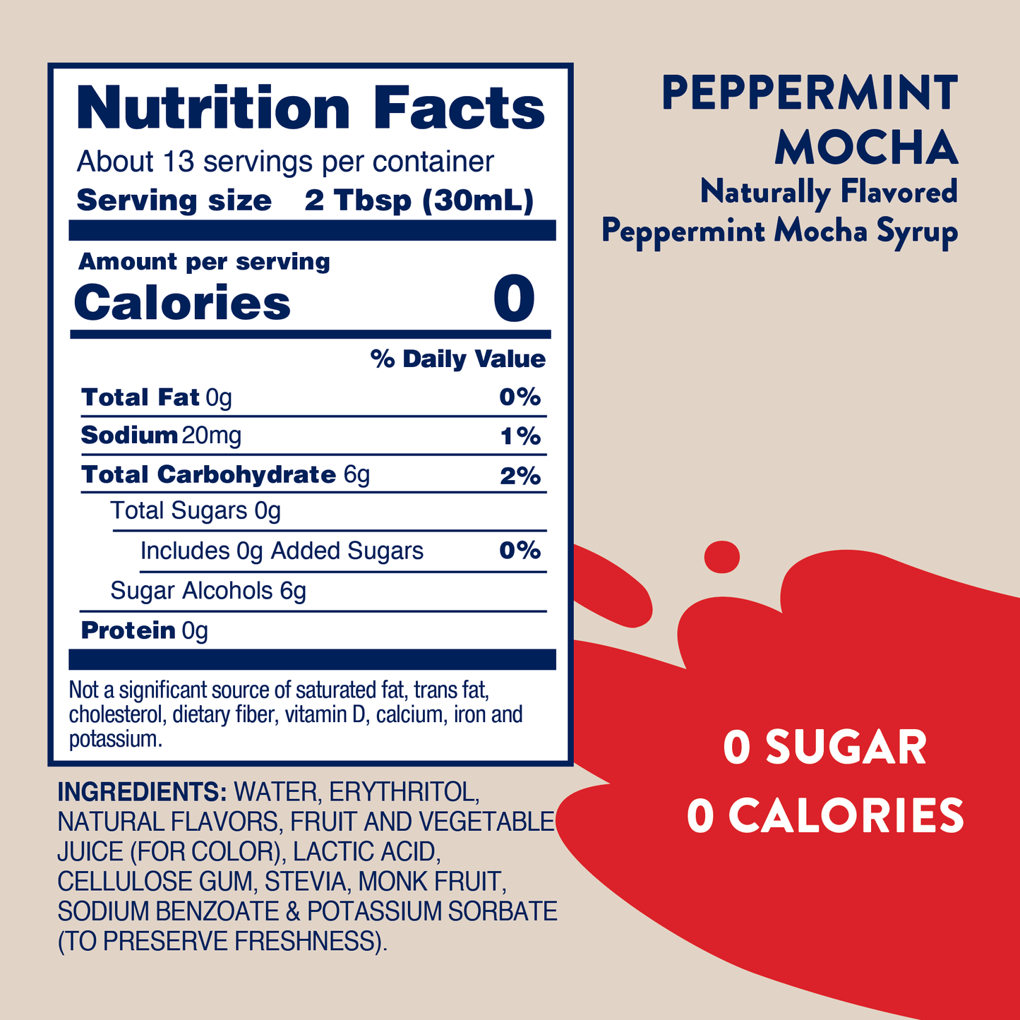 Jordan's Skinny Mixes - Naturally Sweetened Peppermint Mocha Syrup - 375ml