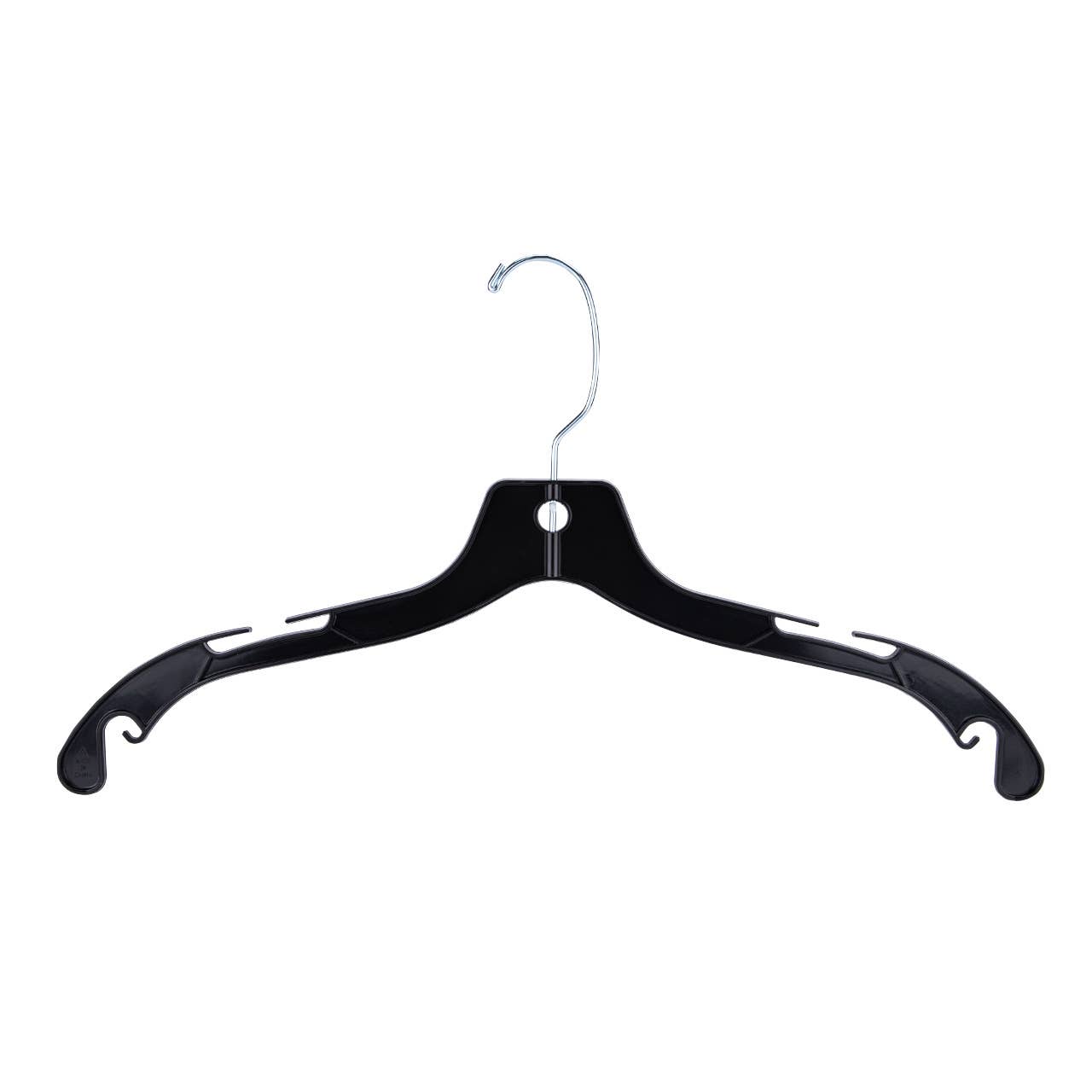 Store Supply Warehouse - 17" Economy Black Plastic Dress Hangers - Case of 100