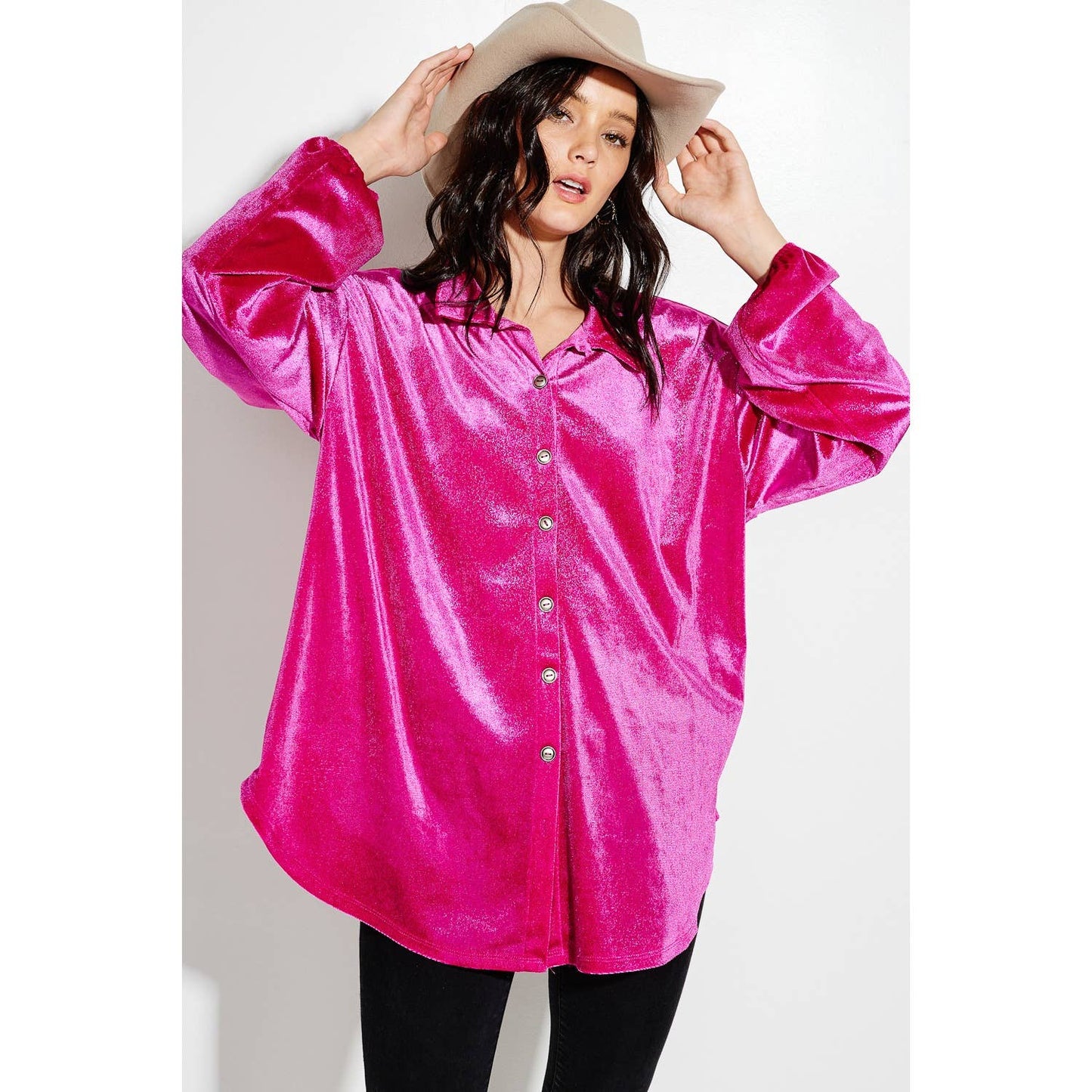 Phil Love - Velvet Button up Bishop sleeve Shirt Jacket coat