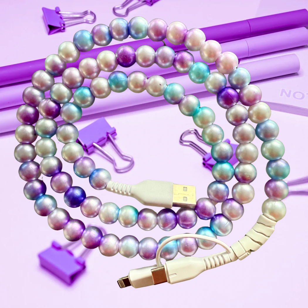 The Onion Patch - Purple & Blue Ombré Pearl Beaded Charger