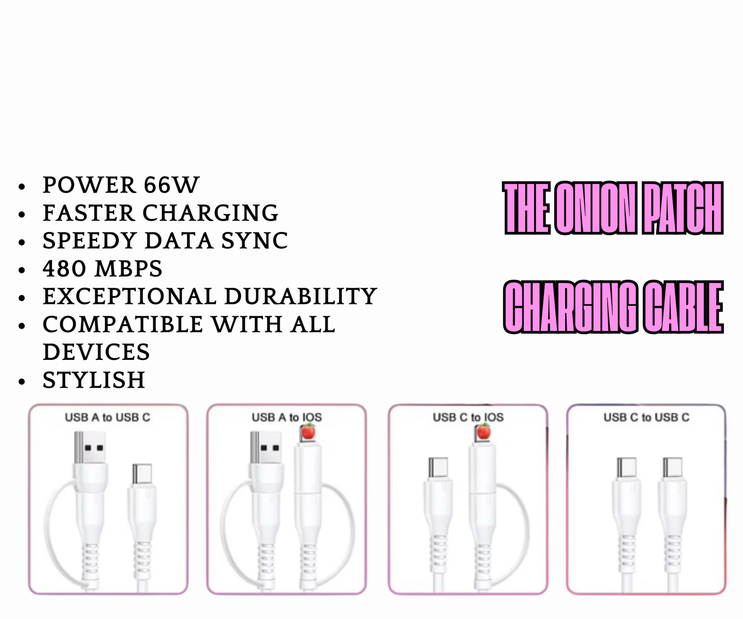 The Onion Patch - Pink & White Bow Pearl Beaded 4-in-1 Charger