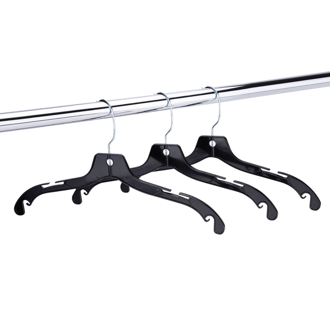 Store Supply Warehouse - 17" Economy Black Plastic Dress Hangers - Case of 100