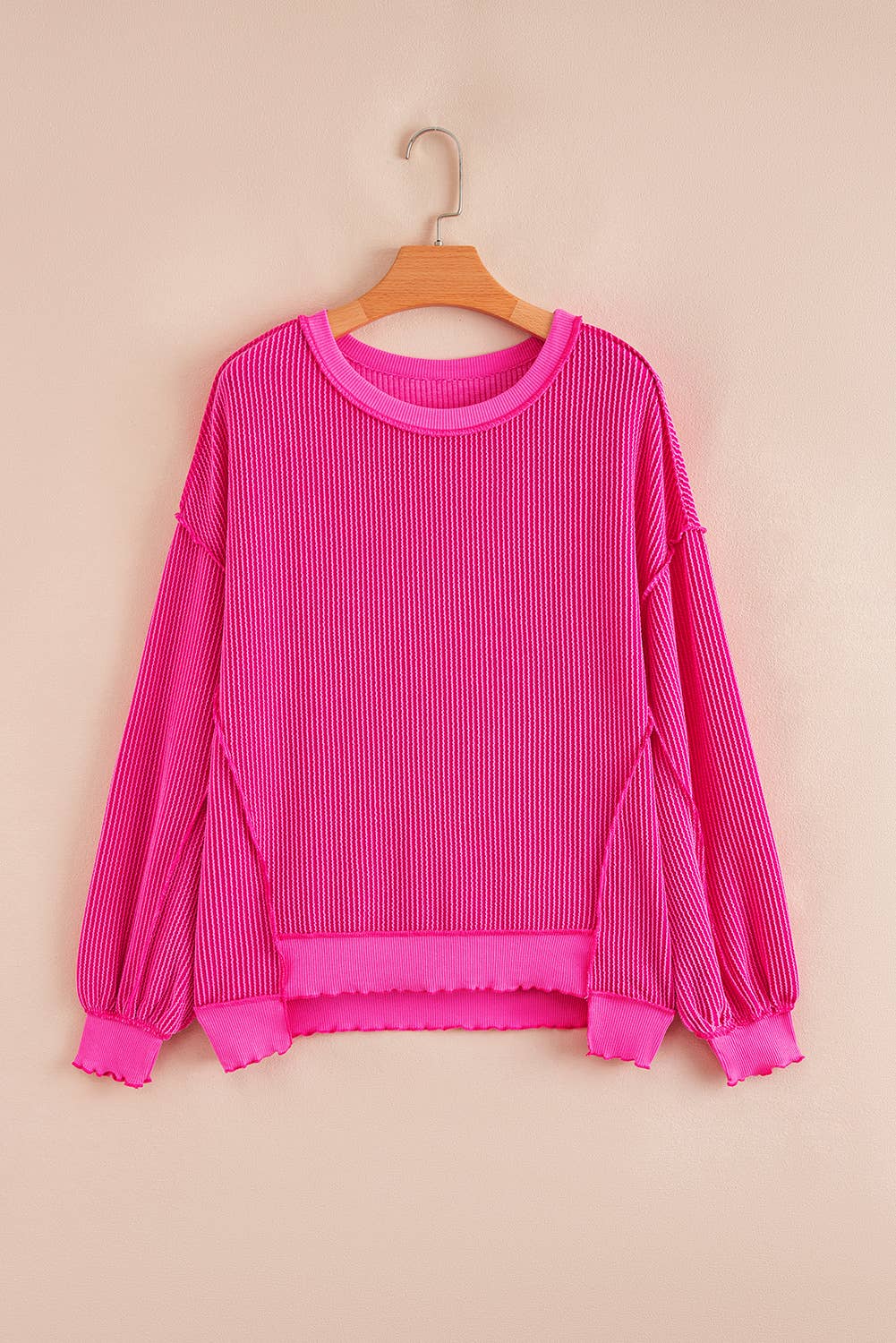 66DISCO - 66 Sweetheart Hot Pink Lucky Distressed Knit Top (S-XL)