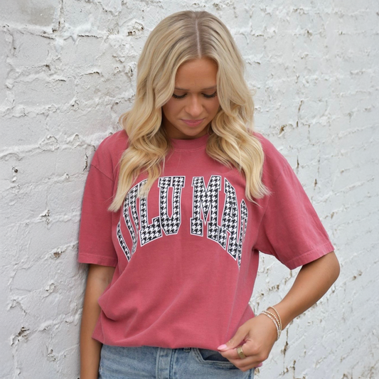 Girlie Girl Originals - LM-HTH-1000 Houndstooth Adult Crimson Comfort Colors Tee