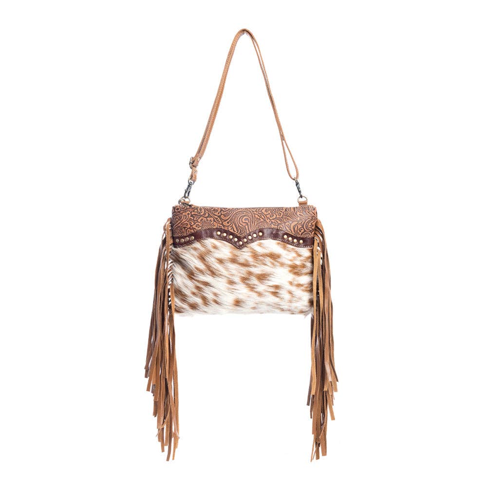 Myra Bag - Mescalaro Hill Leather & Hairon Bag in Warm Caramel