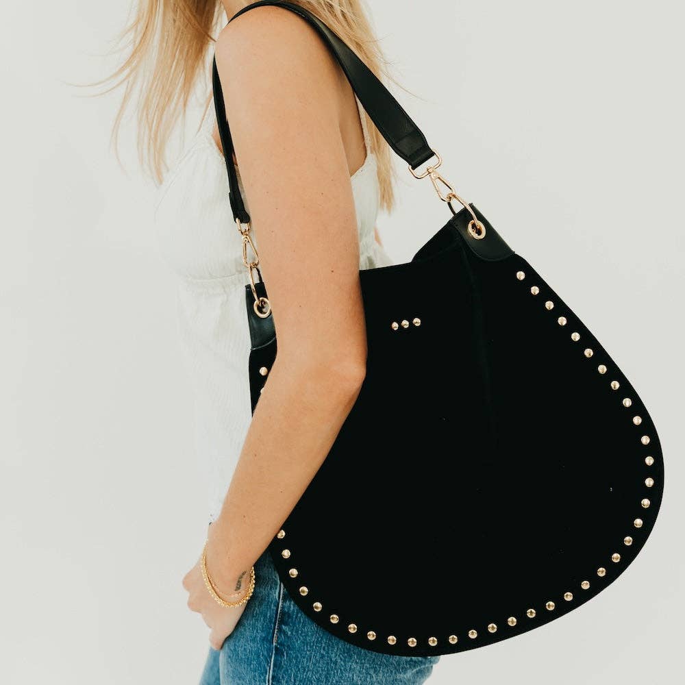Pretty Simple - Rosalie Rivet Suede Hobo Bag