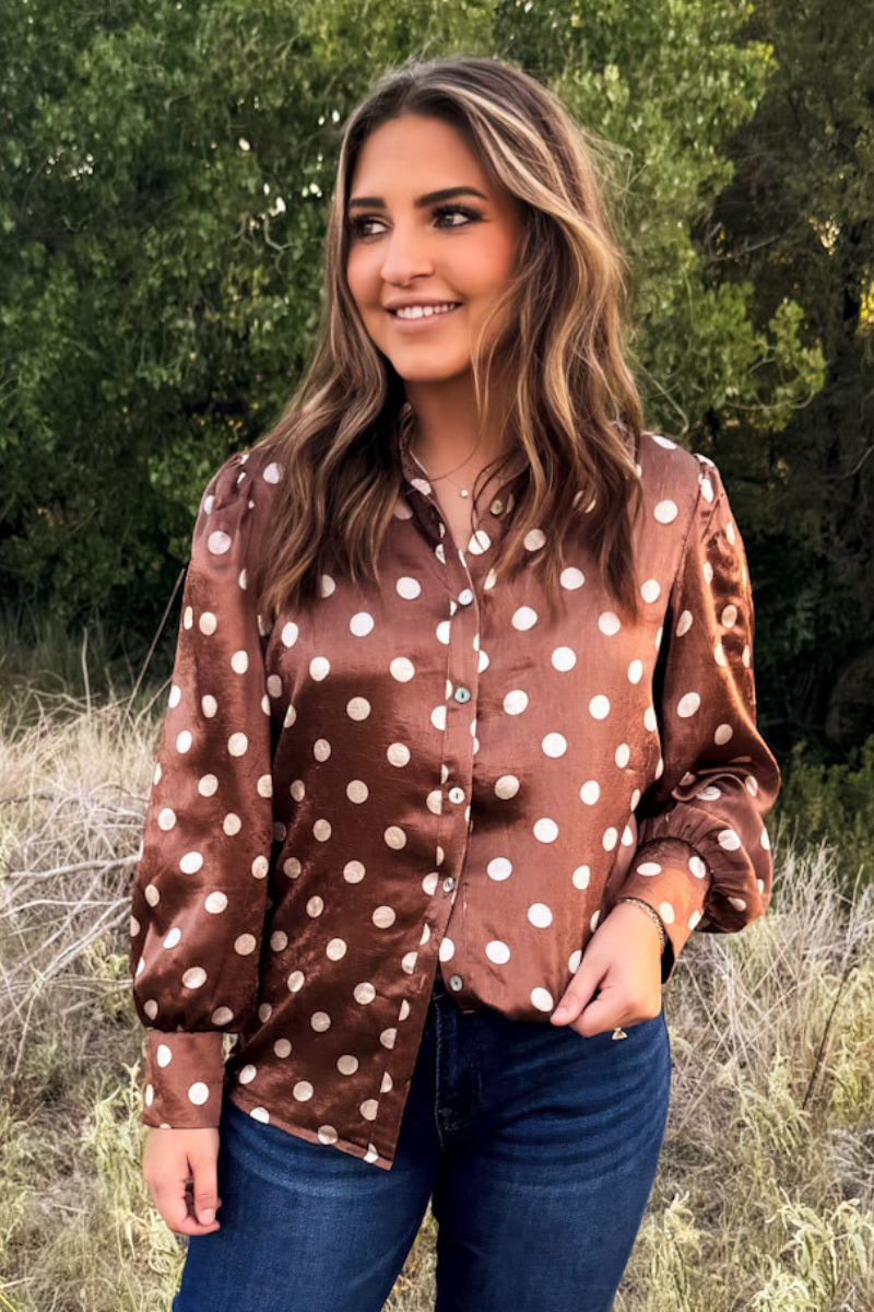 Sterling Kreek - Mocha Dot Button Up