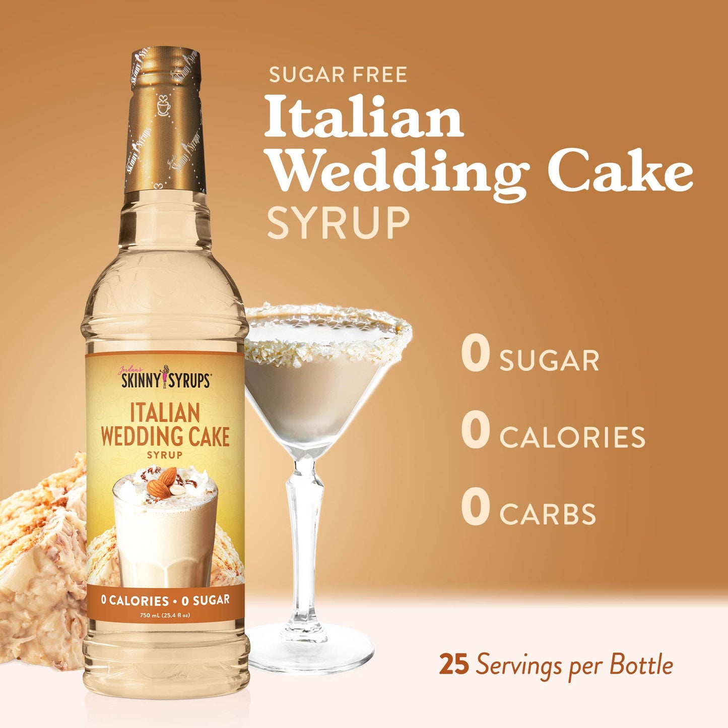 Jordan's Skinny Mixes - Sugar Free Italian Wedding Cake Syrup