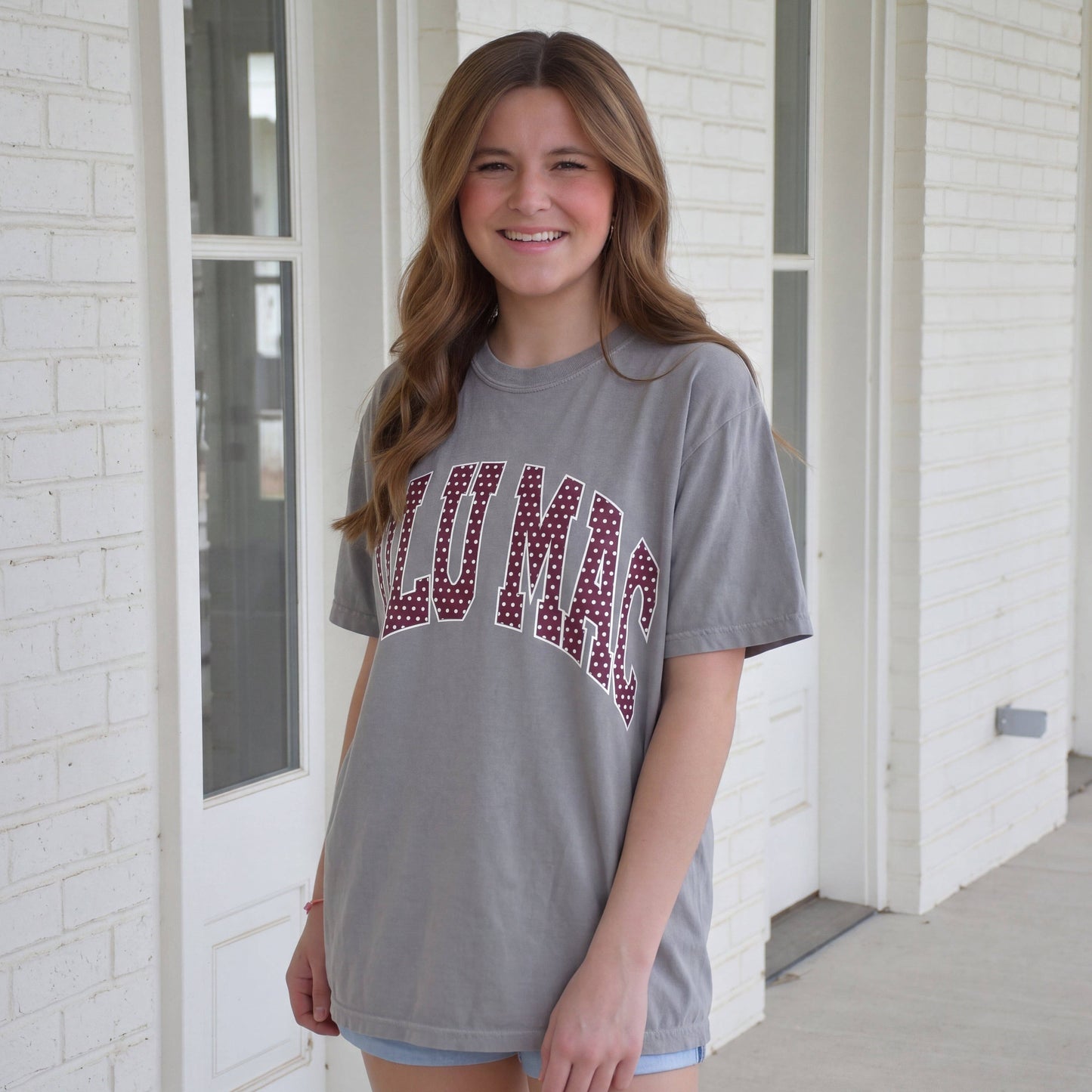 Girlie Girl Originals - LM-TS-1007 Team Maroon/White Polka Dot Adult Granite Comfort Colors Tee