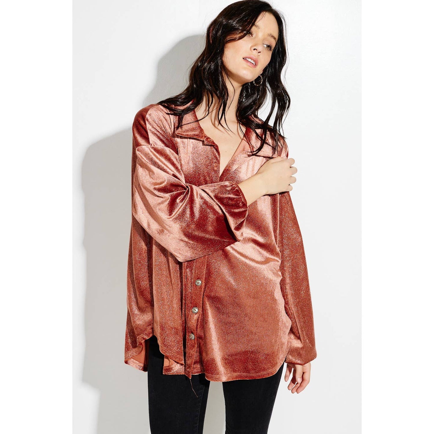 Phil Love - Velvet Button up Bishop sleeve Shirt Jacket coat