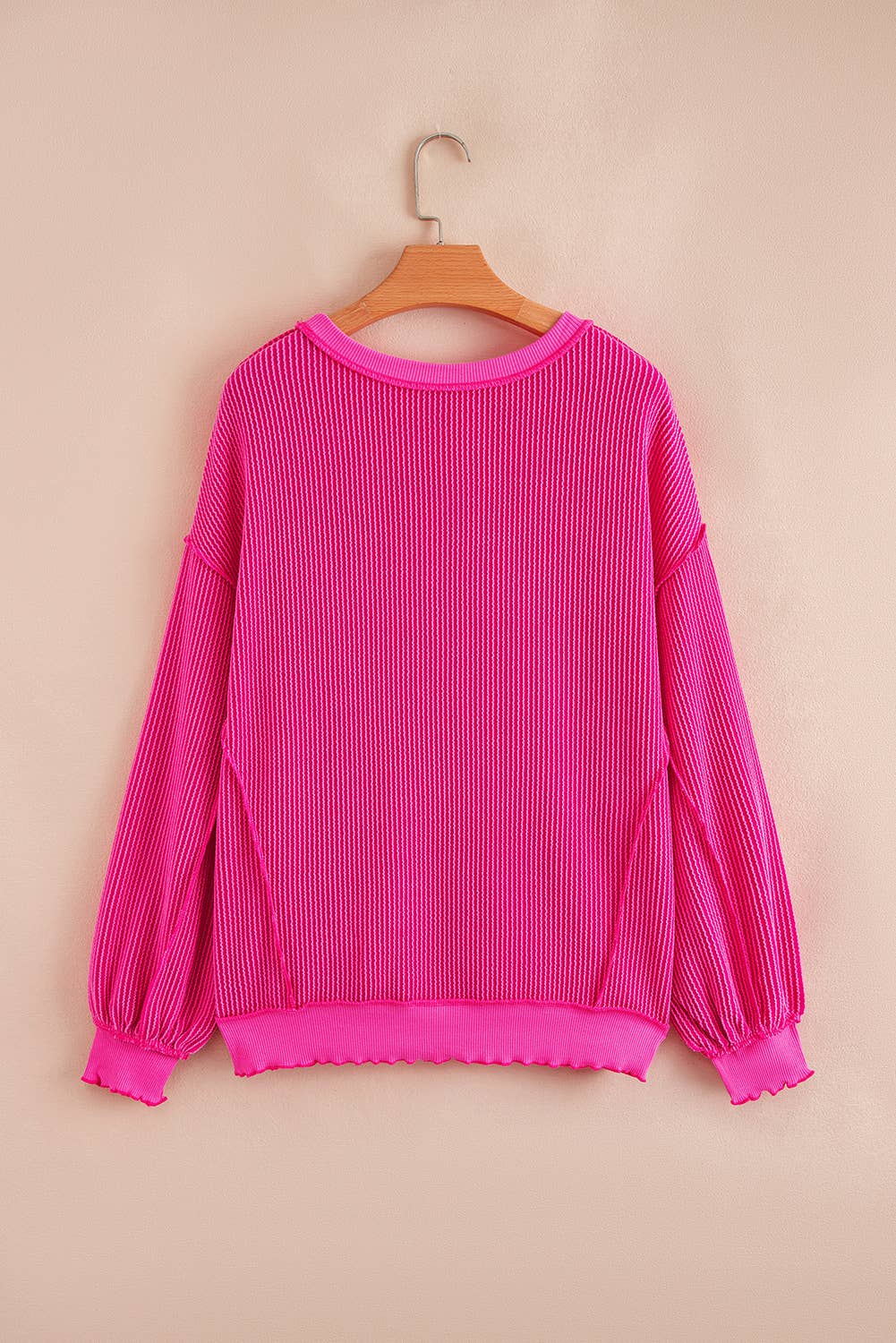 66DISCO - 66 Sweetheart Hot Pink Lucky Distressed Knit Top (S-XL)