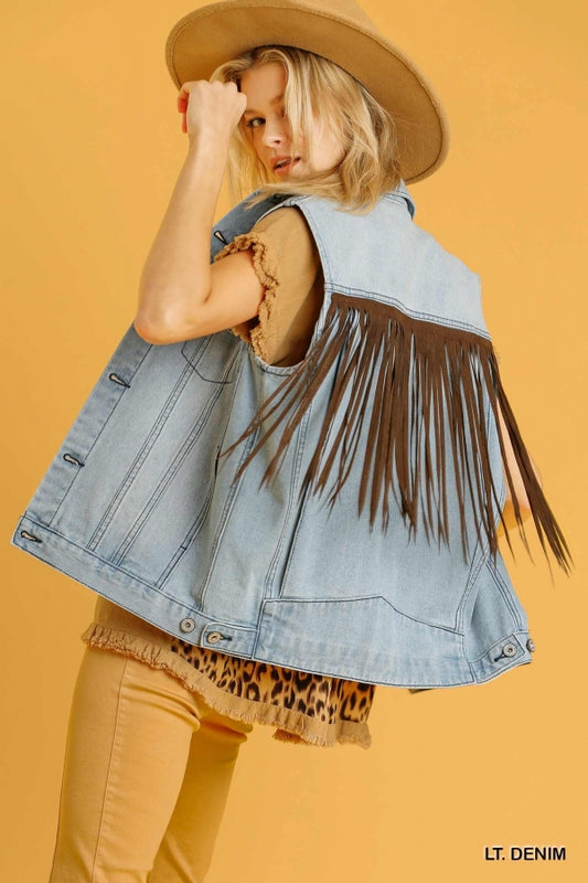 All That Fringe Denim Vest