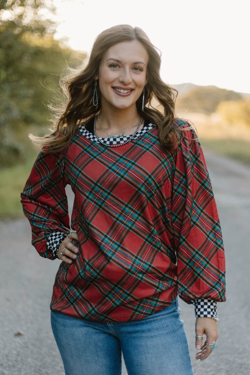 Merry & Checked Top