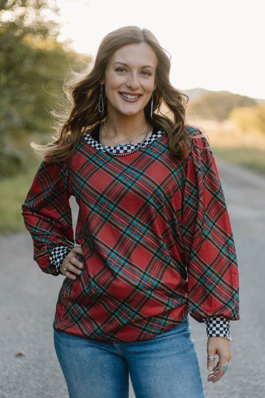 Merry & Checked Top