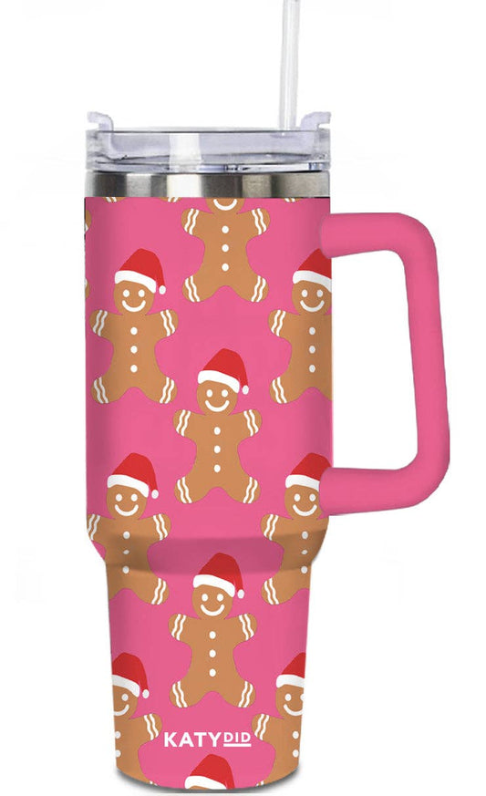 Katydid - Gingerbread Men with Santa Hats Design Tumbler